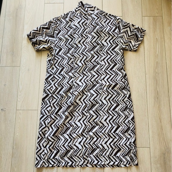 Marni at H&M 100% Silk Dress in Brown & White Size 10 - Picture 3 of 12